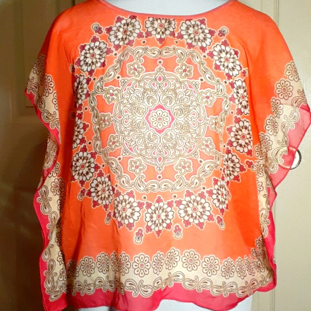 Chiffon Coverup Top with Mandalas